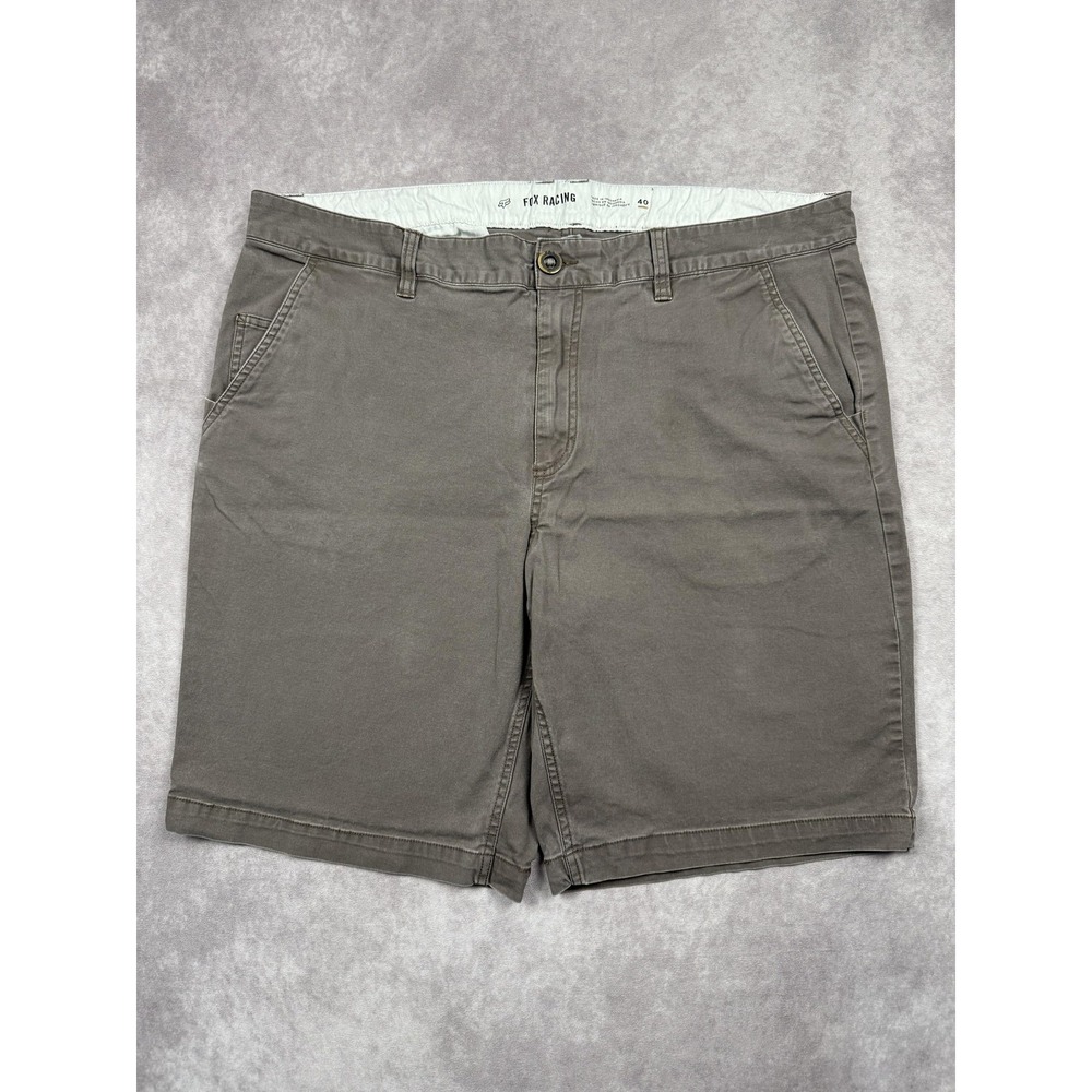 Fox Racing Shorts Mens 40 Gray Taupe Chino Stretch Casual Walkshorts‎ Cotton